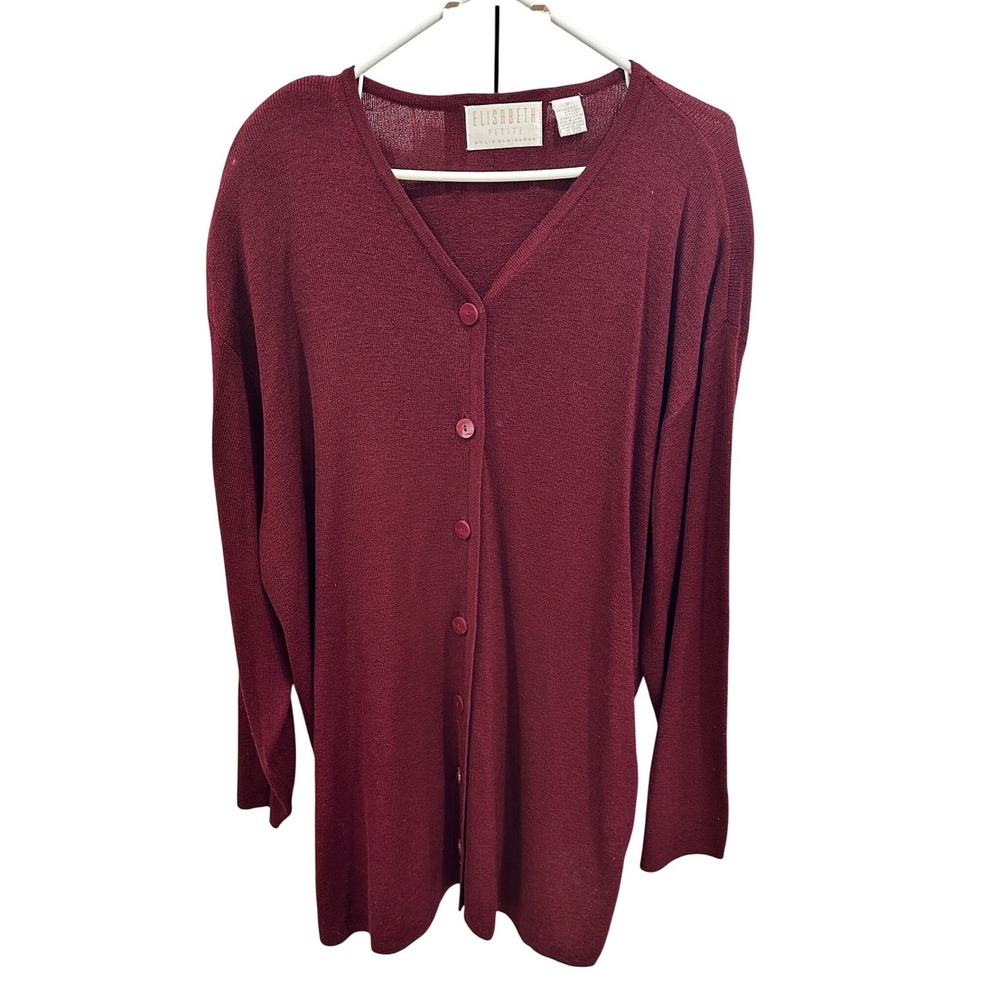 Elisabeth Petite by Liz Claiborne‎ Burgundy Button Front Cardigan Sweater 3XP
